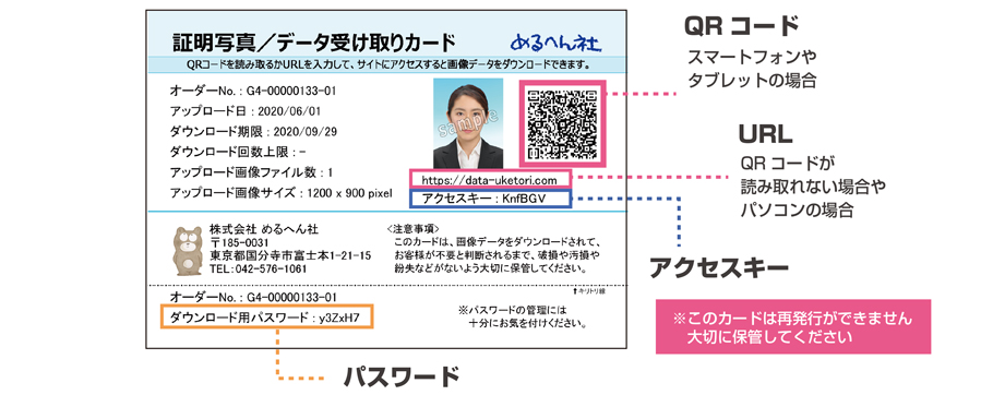 データ受取りカードをご用意ください